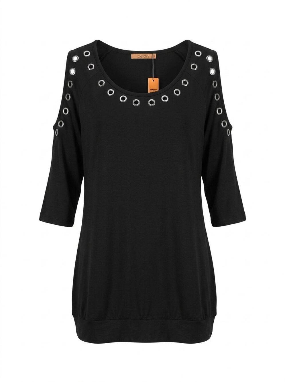 NWT Belldini Black Scoop Neck Knit Lightweight Stretch Top Women Size XL
